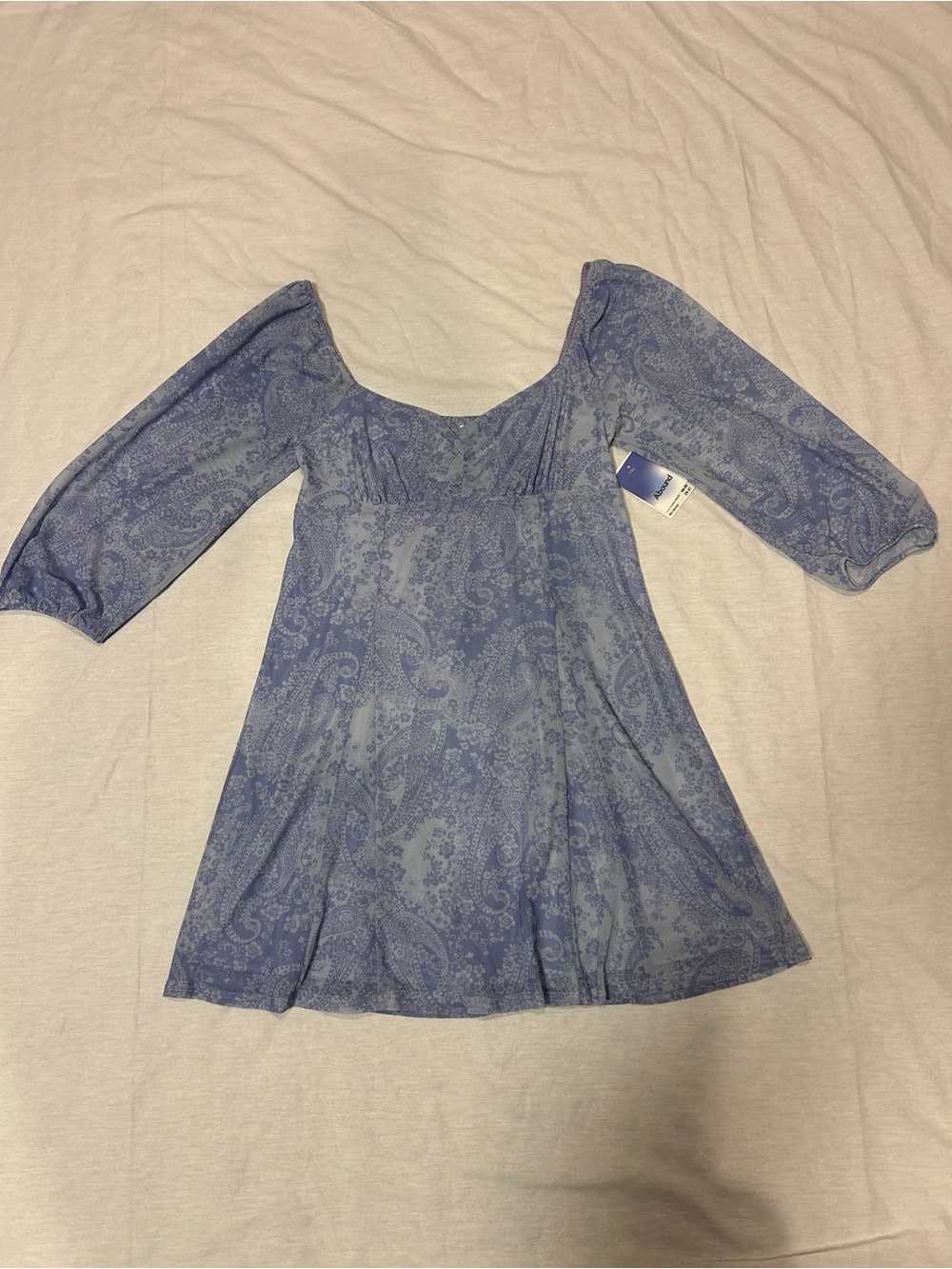 Abound Blue Paisley Square-Neck Mini Dress SZ S NWT